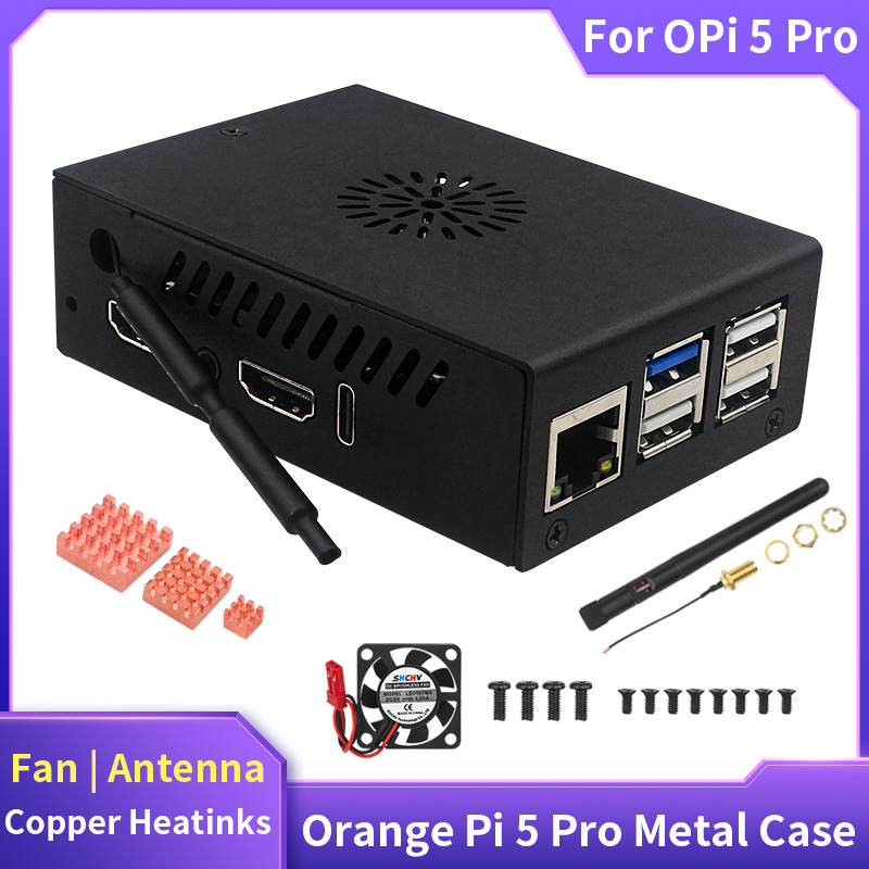 Pi Cooler - Oranje Pi 5 Pro Case Metalen
