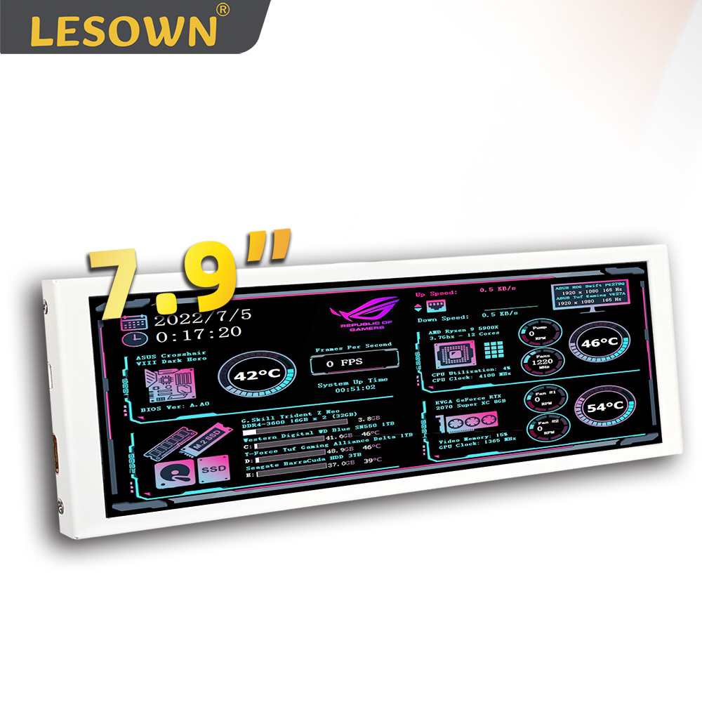 Pi 4 Case - LESOWN Bar Display 7,9 inch Wit