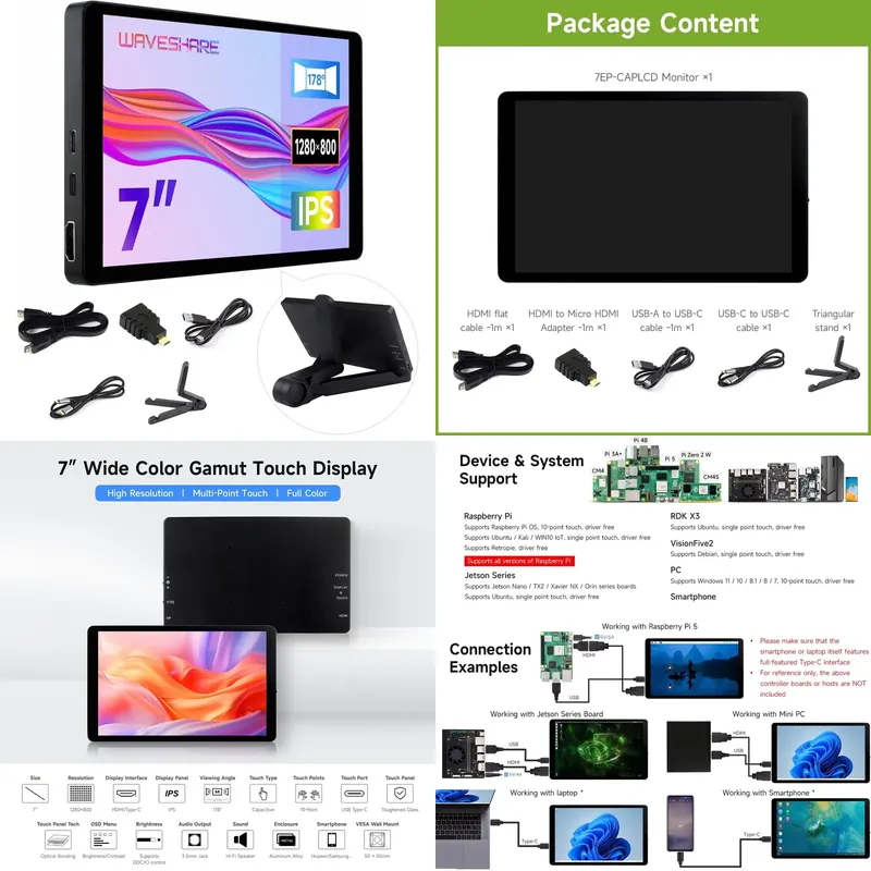 Raspberry Pi 5 - voor Aismartlink Waveshare 7 Inch 1280x800