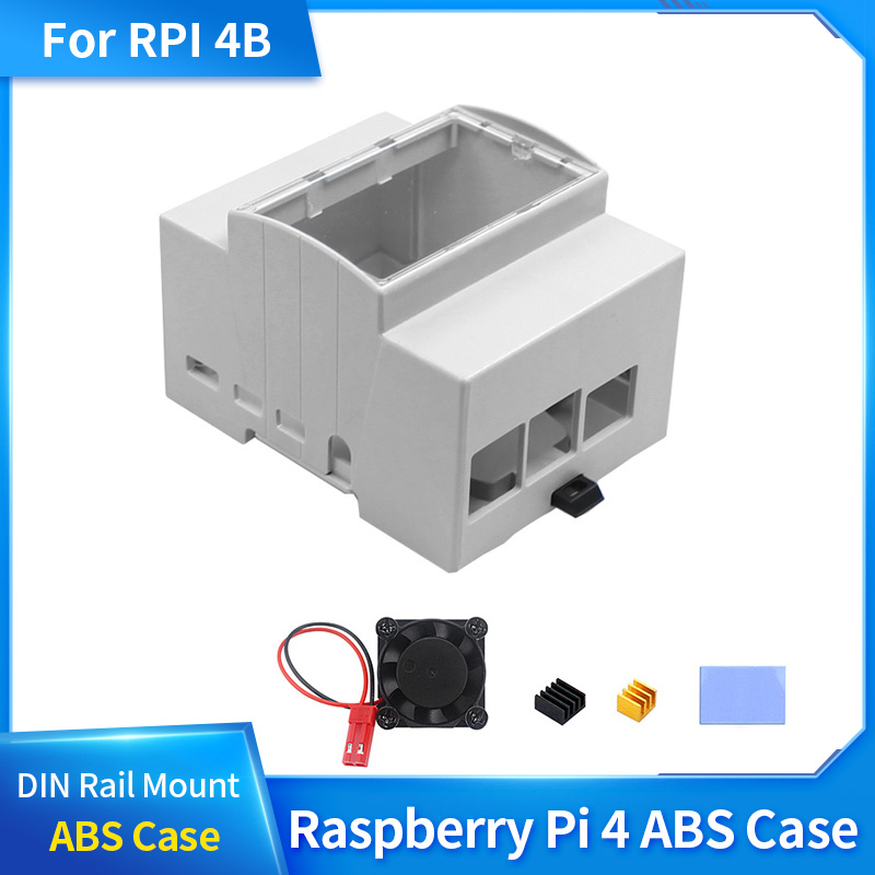 Pi 4 Case - Raspberry Pi 4 ABS-behuizing DIN-railmontage Grote